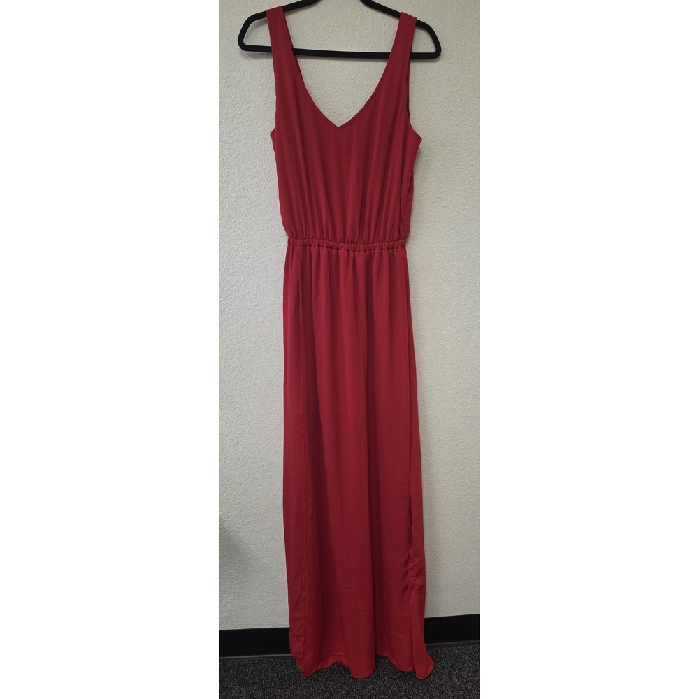 NWT Show Me Your Mumu Maxi Dress Large Red Solid V-Neck Sleeveless Wedding Gown